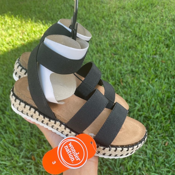 Black and Tan Strappy Sandals - Picture 2 of 3